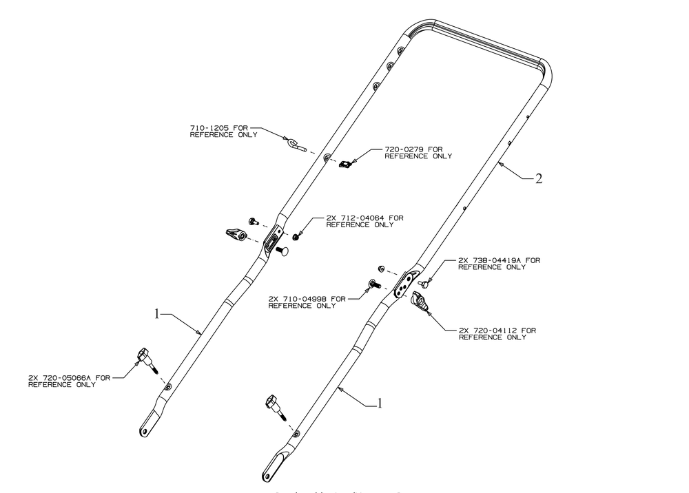 Handle Diagram and Parts List for SC500EQ (12ACP2J6710)(2021) Cub Cadet Lawn Mower